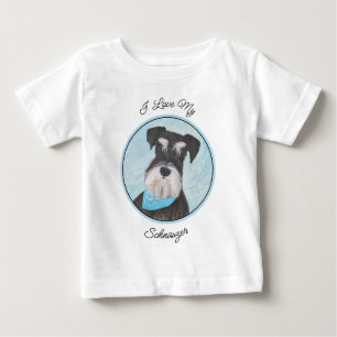 Schnauzer (Miniature) Painting - Cute Original Dog Baby T-Shirt