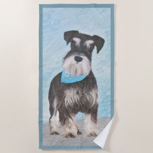 Schnauzer (Miniature) Painting - Cute Original Dog Beach Towel
