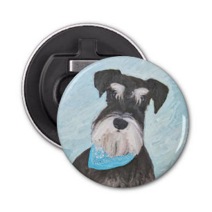 Schnauzer (Miniature) Painting - Cute Original Dog Bottle Opener