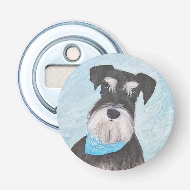 Schnauzer (Miniature) Painting - Cute Original Dog Bottle Opener (Front)