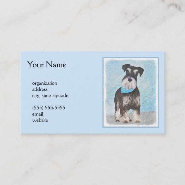 Schnauzer (Miniature) Painting - Cute Original Dog Business Card (Front)