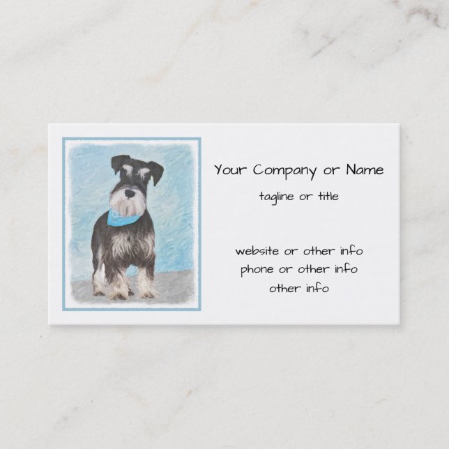 Schnauzer (Miniature) Painting - Cute Original Dog Business Card (Front)