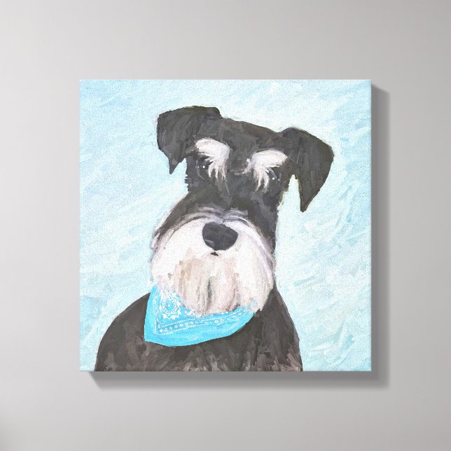 Schnauzer (Miniature) Painting - Cute Original Dog Canvas Print (Front)
