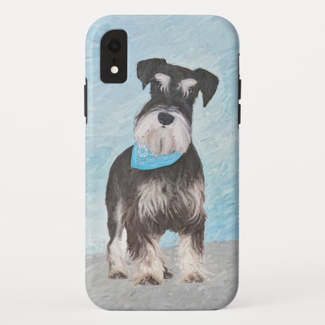 Schnauzer (Miniature) Painting - Cute Original Dog Case-Mate iPhone Case (Back)