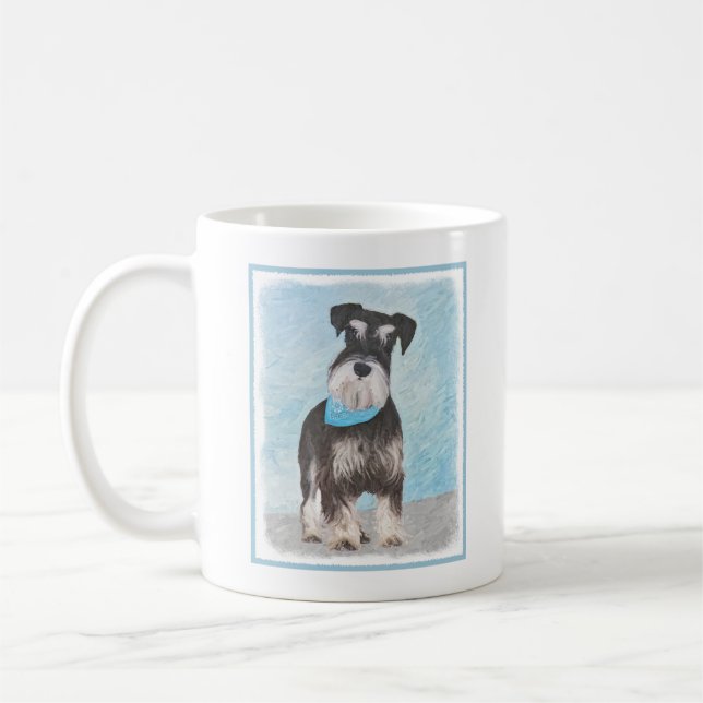 Schnauzer (Miniature) Painting - Cute Original Dog Coffee Mug (Left)