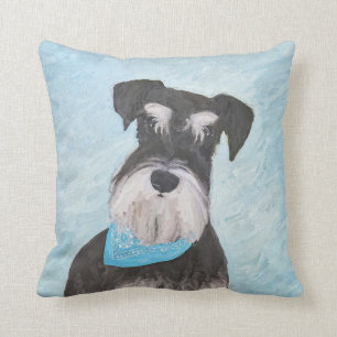 Schnauzer (Miniature) Painting - Cute Original Dog Cushion