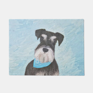 Schnauzer (Miniature) Painting - Cute Original Dog Doormat