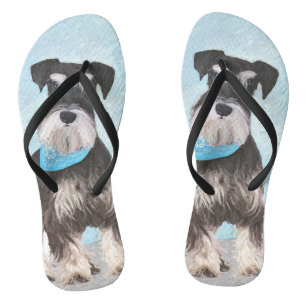 Schnauzer (Miniature) Painting - Cute Original Dog Flip Flops