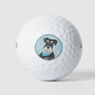 Schnauzer (Miniature) Painting - Cute Original Dog Golf Balls