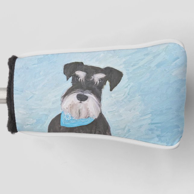 Schnauzer (Miniature) Painting - Cute Original Dog Golf Head Cover (Front)