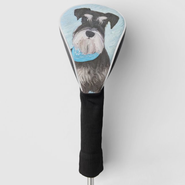 Schnauzer (Miniature) Painting - Cute Original Dog Golf Head Cover (Front)