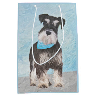 Schnauzer (Miniature) Painting - Cute Original Dog Medium Gift Bag