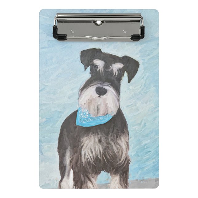 Schnauzer (Miniature) Painting - Cute Original Dog Mini Clipboard (Front)