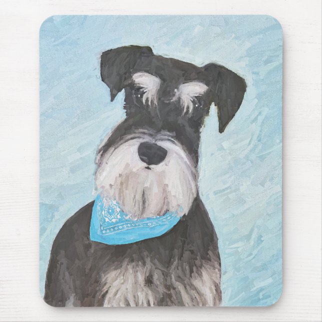 Schnauzer (Miniature) Painting - Cute Original Dog Mouse Mat (Front)