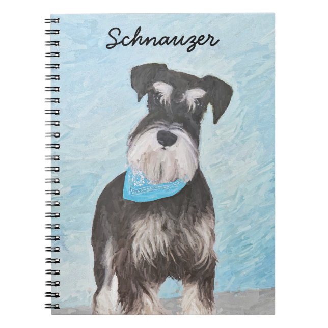 Schnauzer (Miniature) Painting - Cute Original Dog Notebook (Front)