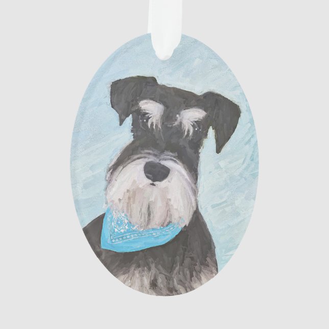 Schnauzer (Miniature) Painting - Cute Original Dog Ornament (Back)