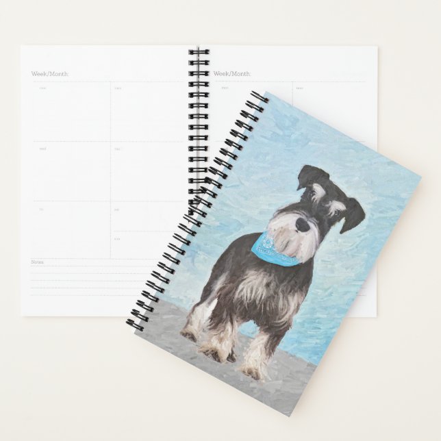 Schnauzer (Miniature) Painting - Cute Original Dog Planner (Display)