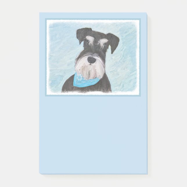 Schnauzer (Miniature) Painting - Cute Original Dog Post-it Notes (Front)