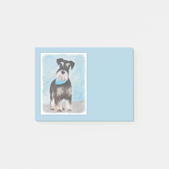 Schnauzer (Miniature) Painting - Cute Original Dog Post-it Notes (Front)