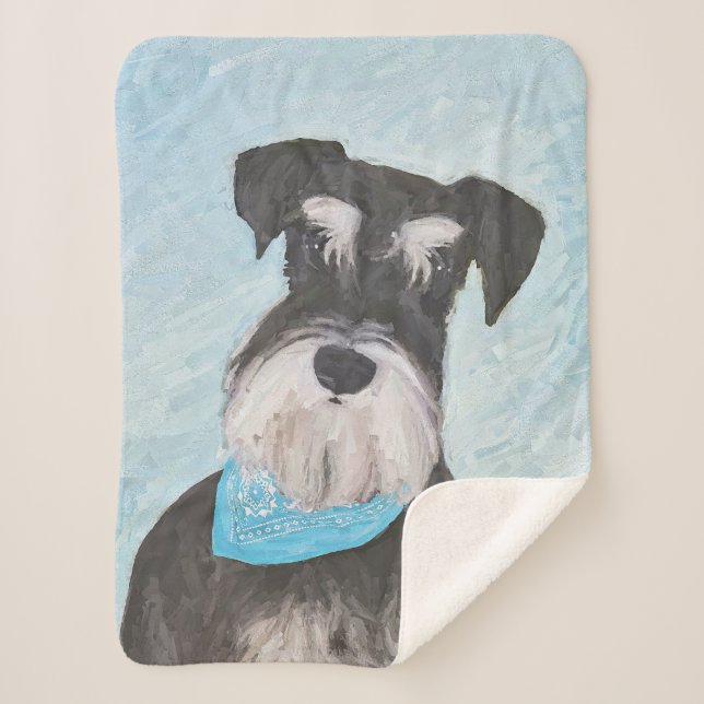 Schnauzer (Miniature) Painting - Cute Original Dog Sherpa Blanket (Front)