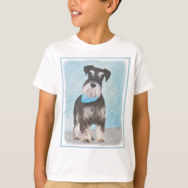 Schnauzer (Miniature) Painting - Cute Original Dog T-Shirt (Front)
