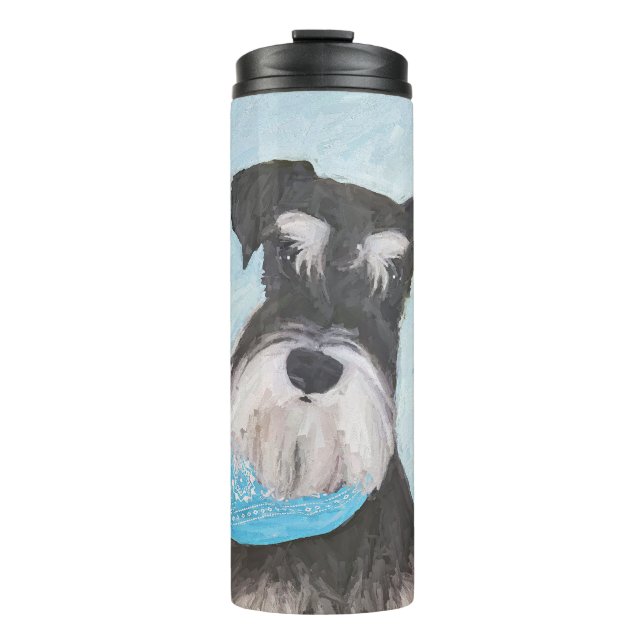 Schnauzer (Miniature) Painting - Cute Original Dog Thermal Tumbler (Front)