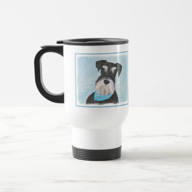 Schnauzer (Miniature) Painting - Cute Original Dog Travel Mug (Left)