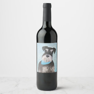 Schnauzer (Miniature) Painting - Cute Original Dog Wine Label