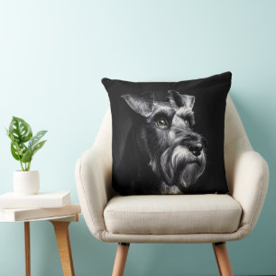 Schnauzer Monochrome Portrait Cushion