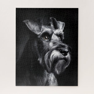 Schnauzer Monochrome Portrait Jigsaw Puzzle