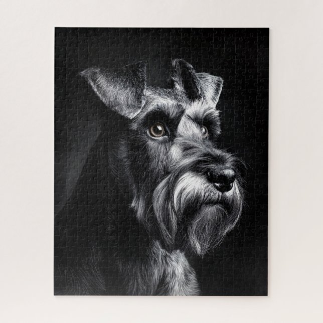 Schnauzer Monochrome Portrait Jigsaw Puzzle (Vertical)