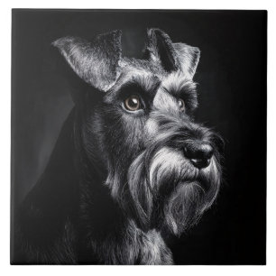 Schnauzer Monochrome Portrait Tile