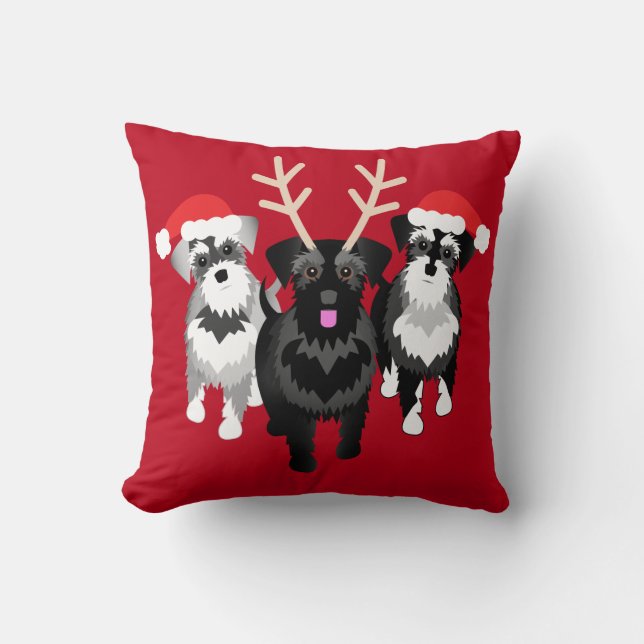 Schnauzer Mum or Schnauzer Dad Christmas Cushion (Front)