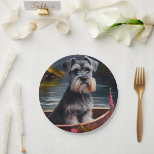 Schnauzer on a Paddle: A Scenic Adventure Paper Plate
