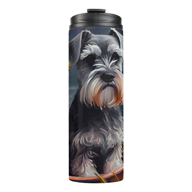 Schnauzer on a Paddle: A Scenic Adventure Thermal Tumbler (Front)