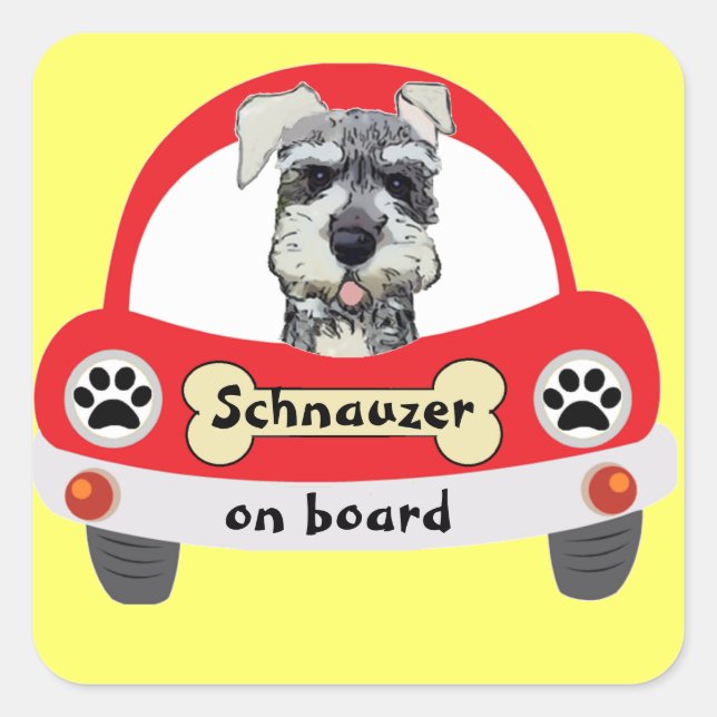Schnauzer on Board Square Sticker (Front)