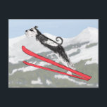 Schnauzer on Skis! Postcard<br><div class="desc">A fantasy Schnauzer salute to winter sports</div>