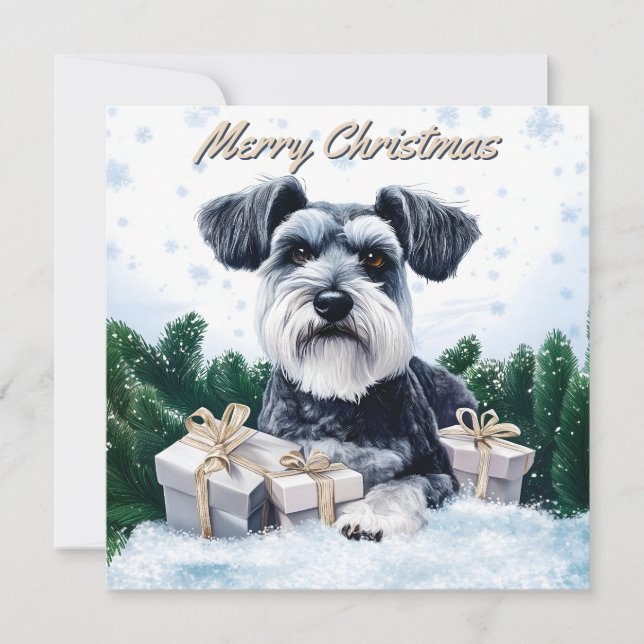 Schnauzer Pack of Flat Christmas Card (Front)