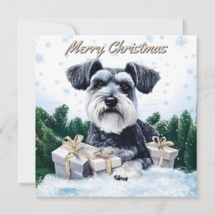 Schnauzer Pack of Flat Christmas Card
