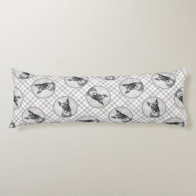 Schnauzer Painting Giant Cropped Original Dog Art Body Cushion (Front)