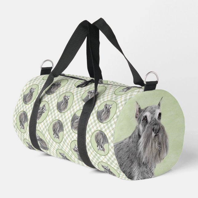 Schnauzer Painting Giant Standard Cropped Dog Art Duffle Bag (Left Corner)