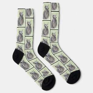 Schnauzer Painting Giant Standard Cropped Dog Art Socks