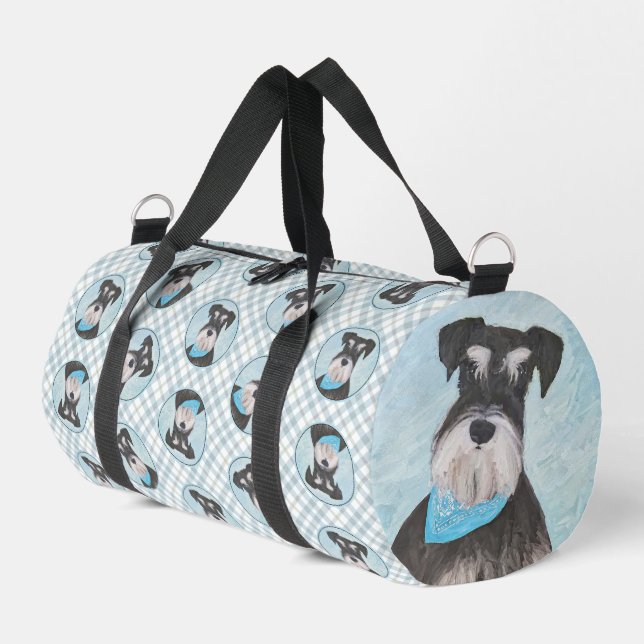 Schnauzer Painting Miniature Uncropped Pet Dog Art Duffle Bag (Left Corner)