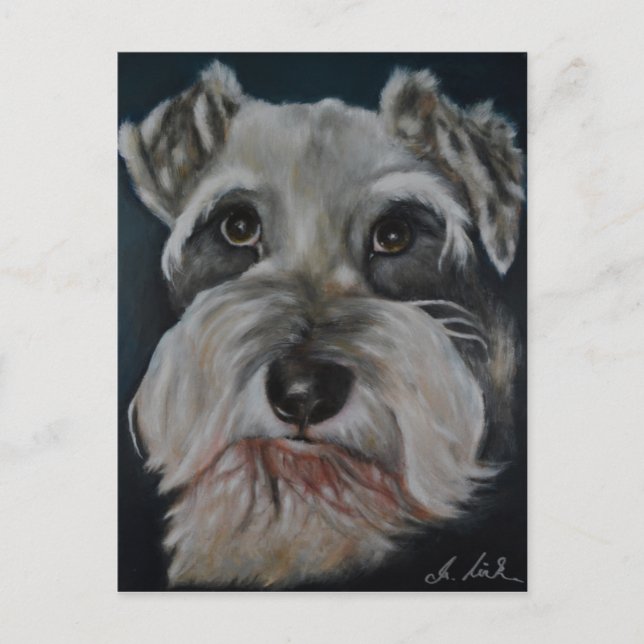 Schnauzer Painting Postcards (Front)
