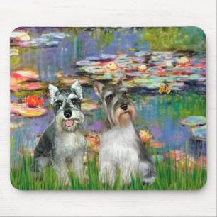 Schnauzer Pair 2 - LIlies 2 Mouse Mat