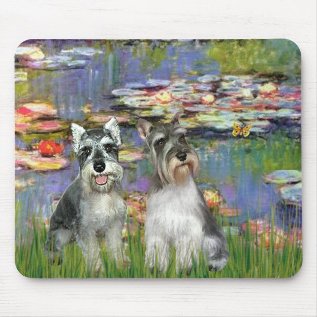 Schnauzer Pair 2 - LIlies 2 Mouse Mat (Front)