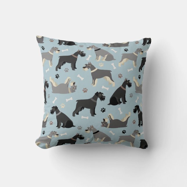 Schnauzer Paws and Bones Cushion (Front)