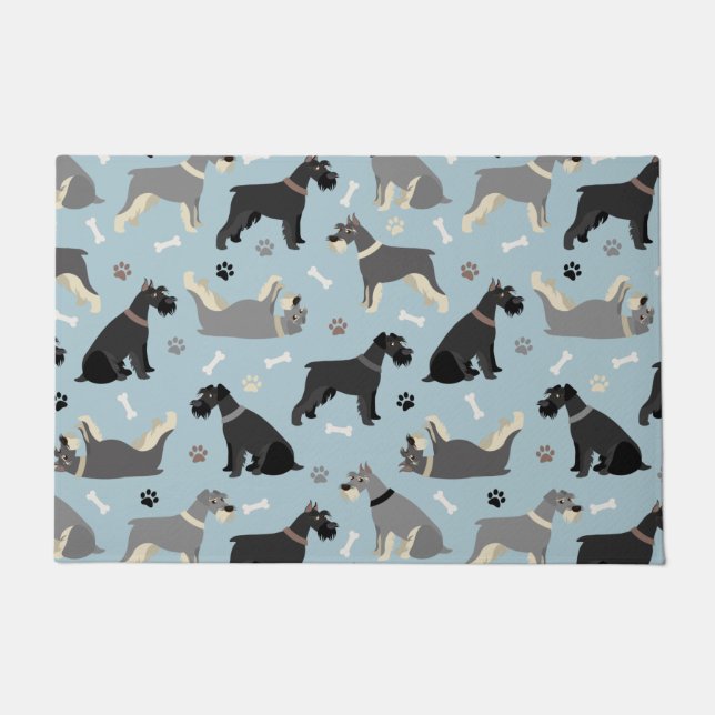 Schnauzer Paws and Bones Doormat (Front)