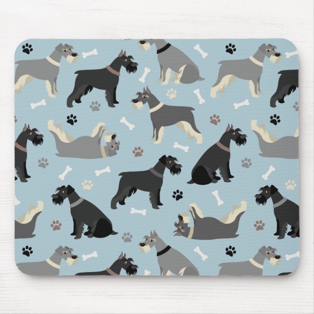 Schnauzer Paws and Bones Mouse Mat (Front)
