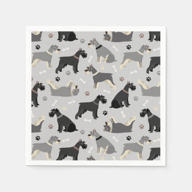 Schnauzer Paws and Bones Napkins (Front)